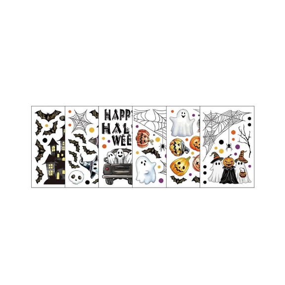 Halloween Window Decorations, Halloween Window Featuring Spooky Ghosts, Playful Spiders, Haunted House, Bat and Pumpkin Patterns, Ideal for Halloween Party, Home, Classroom and