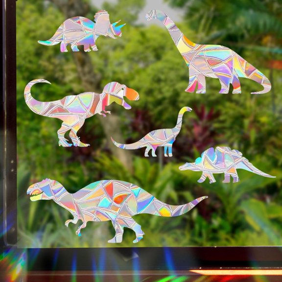 Halloween Window Decorations Stained Acrylic Window Cling Holographic Prism Static Cling Window Film No Adhesive Removable 1 Piece for Haunted House Decor Home Party