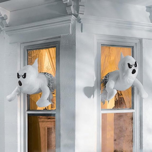 Halloween Window Ghosts Decorations Window Crasher Ghosts Halloween Window Hanging Decorations Scary Ghost Ornament for Party Haunted House Props
