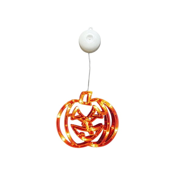 Halloween Window Lights, Battery Operated LED Hanging Light with Suction Cup for Window Decor, Pumpkin