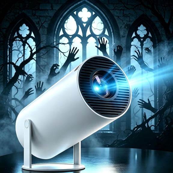 Halloween Window Projector, 4k Smart Dual-Band WiFi, Scary Hologram Projection Effects, White