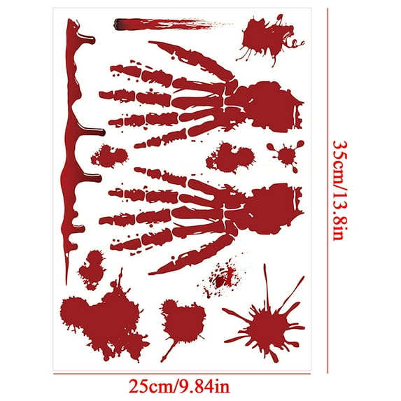 Halloween Window Stickers Blood Fingerprint, 13.8"x9.8" Halloween Window Clings Decals for Halloween Party Decoration Glass Windom Indoor and Outdoor Home Decor