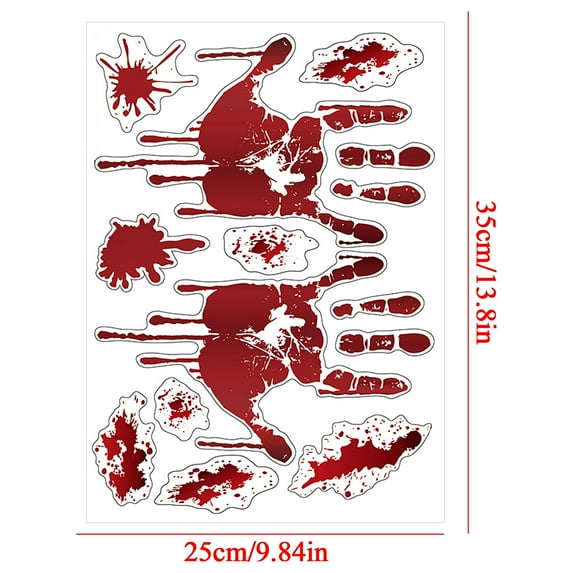 Halloween Window Stickers Blood Fingerprint, 13.8"x9.8" Halloween Window Clings Decals for Halloween Party Decoration Glass Windom Indoor and Outdoor Home Decor