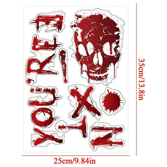 Halloween Window Stickers Blood Skull, 13.8"x9.8" Halloween Window Clings Decals for Halloween Party Decoration Glass Windom Indoor and Outdoor Home Decor