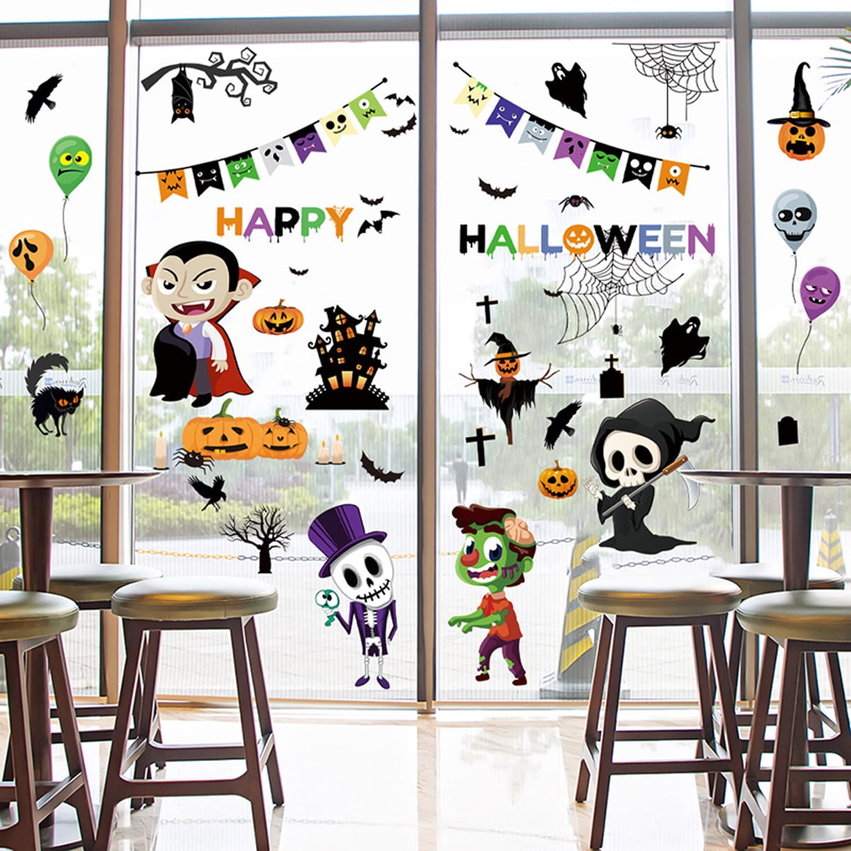 Halloween Window Stickers Decals Clings, Bat Decor for Door, Glass