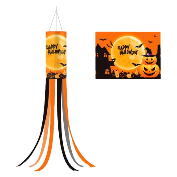 Halloween Windsock Spooky Printed 1 Pack Hanging Flag for Yard Porch Patio Halloween Party Outdoor Decor