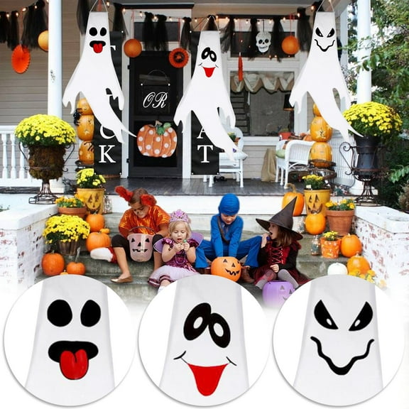 Halloween Windsocks Hanging Ghost Decorations, 47" Flag Wind Socks for Home Yard Outdoor Decor Party Supplies