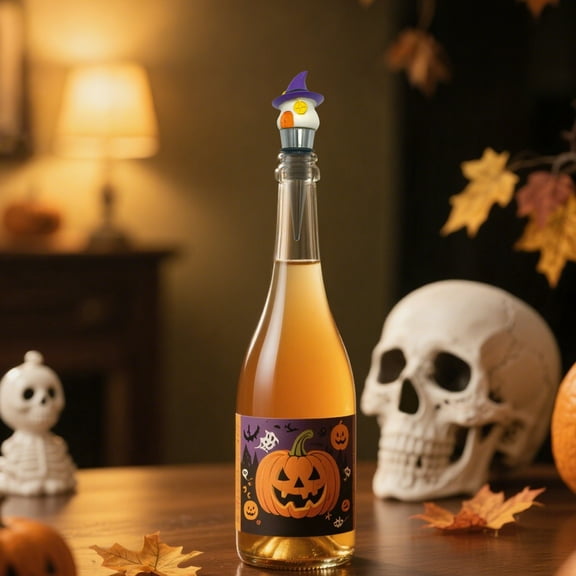 Halloween Bottle Stopper, Decorative, Unique, Handmade, Eye-Catching Metal Stoppers, Cute and Beverage Corker Bottle Sealers, Home Bar Kitchen Dinner Decor(Purple-Witch)