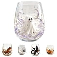 thumbnail image 1 of Halloween Wine Glass 3.54 Inch, Cute Ghost Stemless Whiskey Tumbler, Whimsical Halloween Drinking Glass Cup for Fall Party, 1 of 7