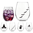 thumbnail image 1 of Halloween Wine Glasses Bat Stemless Wine Glasses 15 Oz Halloween Ghost Witch Black Cat Bat Print Party Drinking Glasses for Trick or Treat Birthday Party,B, 1 of 8