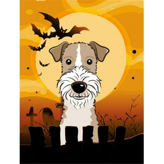 Halloween Wire Haired Fox Terrier Flag Canvas House Size