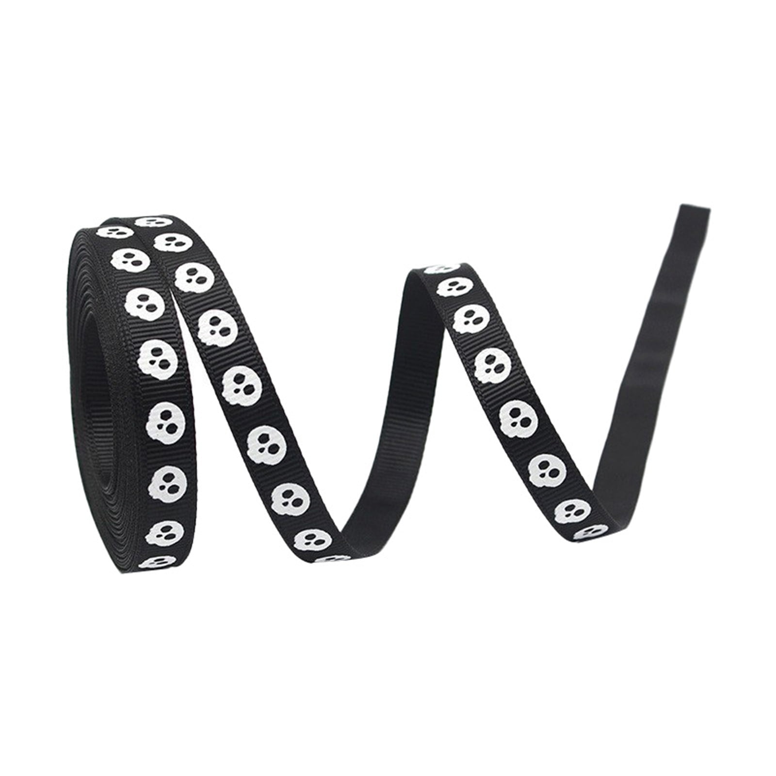 Halloween Wired Edge Ribbon - Bat, Spider Web & Skull Printed Grosgrain Ribbon for Wreaths, Gift Wrapping & Party Decorations - 10 Yard DIY Craft Ribbon