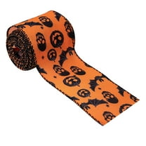 Halloween Party Decoration Ribbon Wired Edge Grosgrain Ribbon with Bat Spider Web Pumpkin Skull Prints for Wreath Making Bow Craft Gift Wrapping Scary Holiday DIY Projects