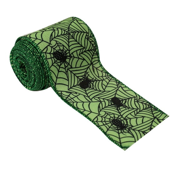 Halloween Wired Edge Ribbon Bat Spider Web Skull Pumpkin Print Decorative Grosgrain Ribbon for Wreaths DIY Crafts Gift Wrapping Party Decorations Orange Black Holiday Supplies