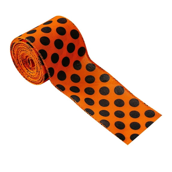 Halloween Wired Edge Ribbon Bat Spider Web Skull Pumpkin Print Decorative Grosgrain Ribbon for Wreaths DIY Crafts Gift Wrapping Party Decorations Orange Black Holiday Supplies