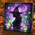 thumbnail image 1 of Halloween Witch 3D Pearl Diamond Art Kit Full Drill Shaped Rhinestone Painting for Adults Beginners Gothic Silhouette Moon Star Wall Decor Holiday Handmade Gift, 1 of 8