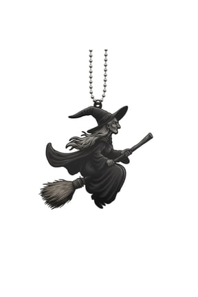 Halloween Witch Acrylic Flat Charm - Hanging Ornament for Car Rearview Mirror, Backpack, Keychain