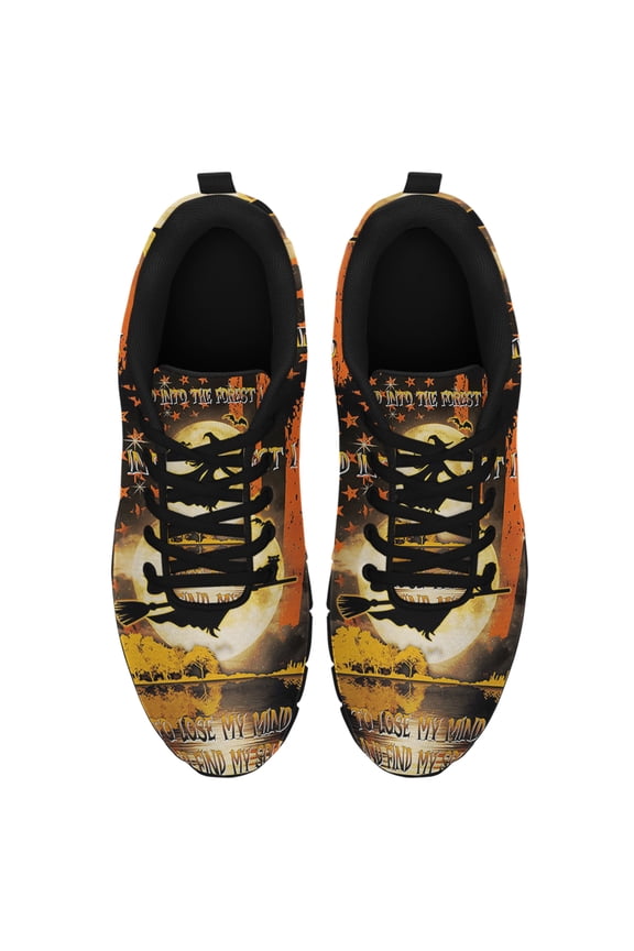 Halloween Witch And Into The Forest I Go Running Shoes Sneakers Mesh Black Size 9.5