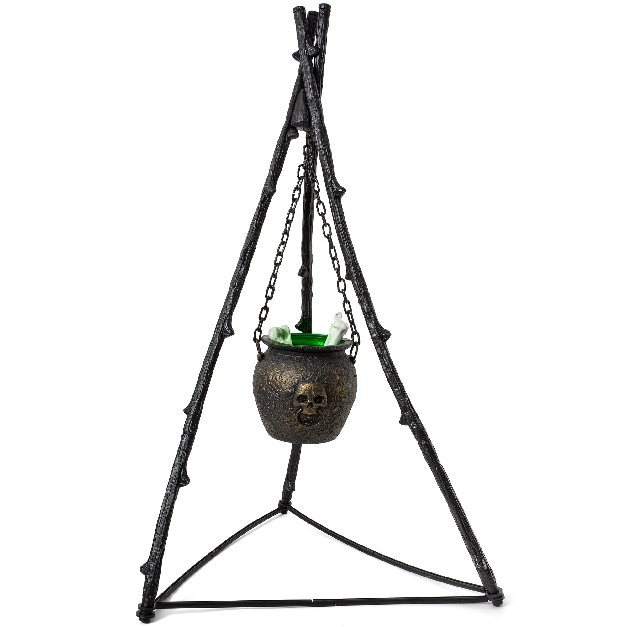 Halloween Decorations Witch Cauldron with Tripod, Light & Sound , Realistic Witch's Fireplace, Color-Changing with Bones & Cotton, Indoor & Covered Outdoor Scary Haunted House Yard Porch Parties Deco