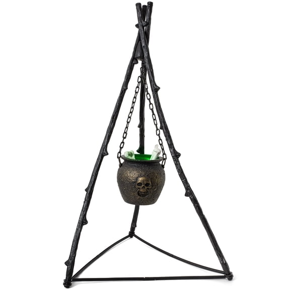Halloween Decorations Witch Cauldron with Tripod, Light & Sound , Realistic Witch's Fireplace, Color-Changing with Bones & Cotton, Indoor & Covered Outdoor Scary Haunted House Yard Porch Parties Deco