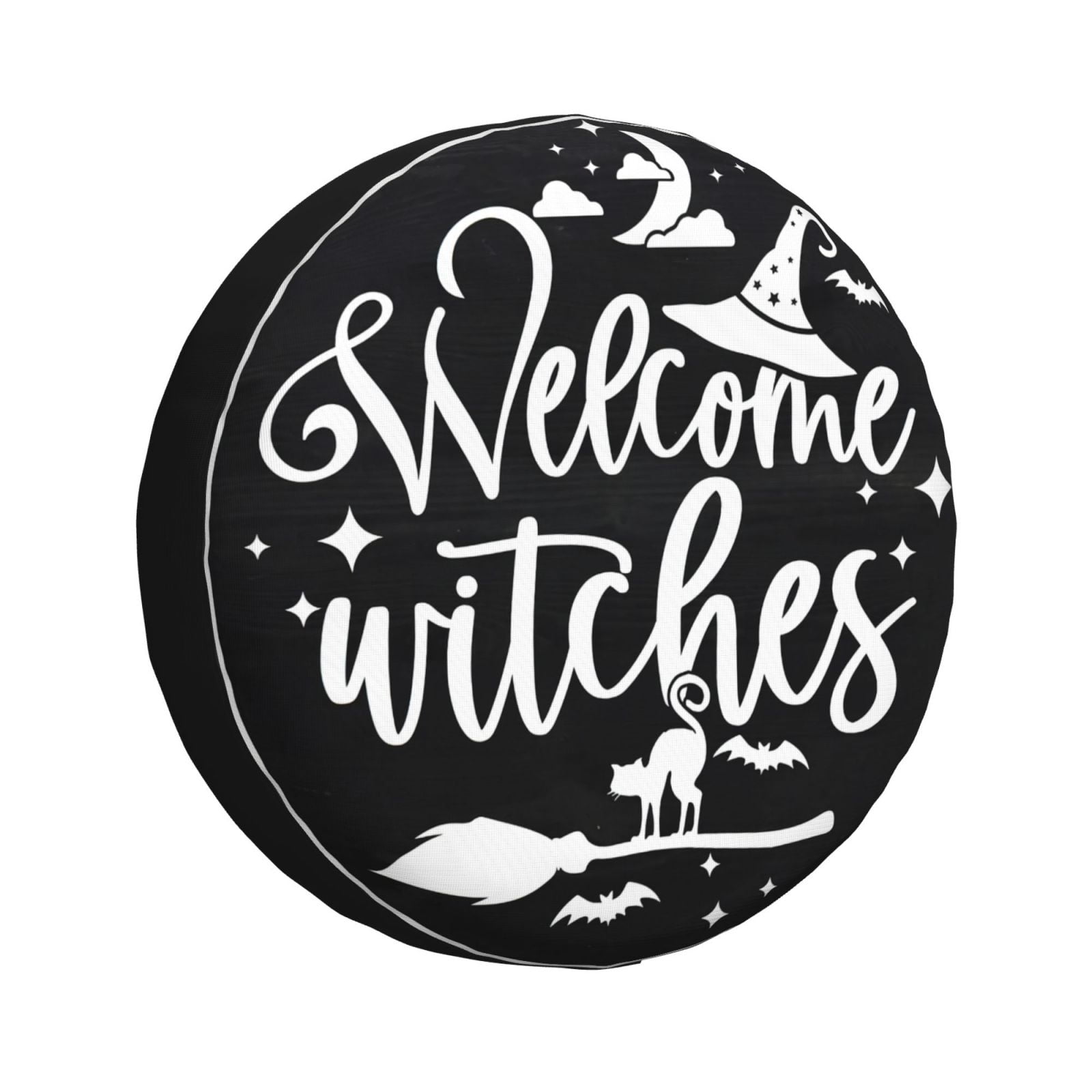 Halloween Witch Black Cat Tire Cover 14" Wheel Protectors Tyre Covers