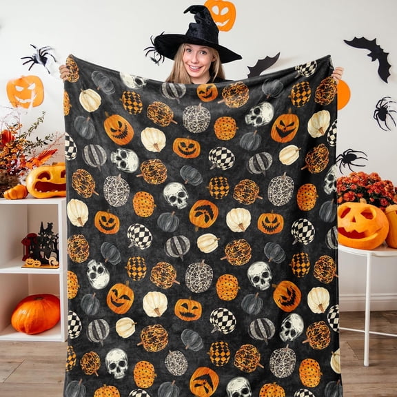 Halloween Witch Blanket, Halloween Blankets and Throws, Halloween Fleece Throw Blanket, Halloween Throws Gifts for Kids Women Men Adults, White, 50" x 60"