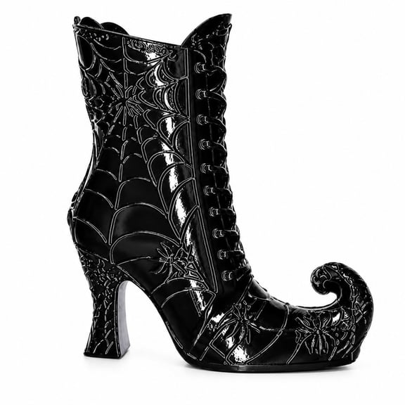 Halloween Witch Boot Vase, Gothic Table Centerpieces with Black Spider Webs and Curled-Toe High-Heel Style, for Home Decor