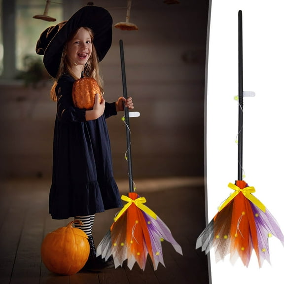 Halloween Witch Broom Party Dancing Broom Real Flying Broom Night Haunted Witch Game Dress up Halloween Decoration Party Supplies