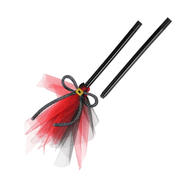 Halloween Witch Broom Prop Flying Role Play Accessory with Ribbons for Cosplay Party & Stage Performance Lightweight Decorative Prop for Themed Events 31.5 Inches