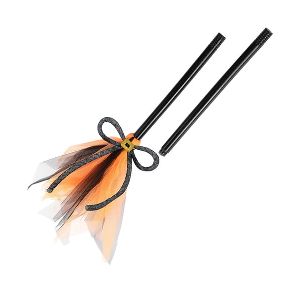 Halloween Witch Broom Prop Flying Role Play Accessory with Ribbons for Party & Stage Performance Lightweight Decorative Prop for Themed Events 31.5 Inches