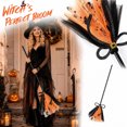 thumbnail image 1 of Halloween Witch Broomstick Prop, Decorative Broom With Gold Buckle Accent For Costume Party Photo Prop Porch Door Wall Shelf And Halloween Display, 1 of 4