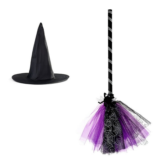 Halloween Witch Broomstick â Realistic Flying Broom Prop with Detachable Handle, Halloween Accessory for Witches, Wizards, and Dress-Up, Party Decoration