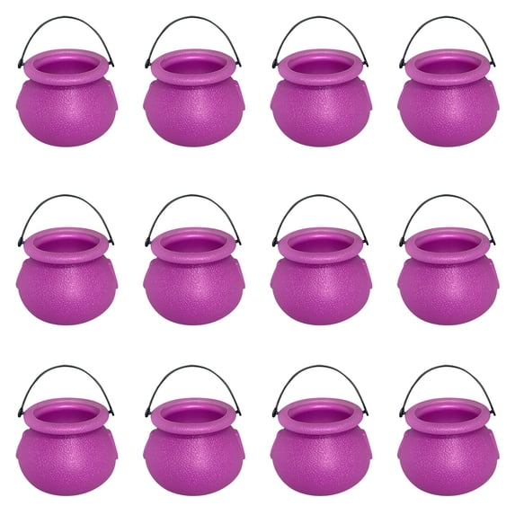 Halloween Witch Bucket and Jar Set – 12 Pcs Mini Witch Cauldron Buckets for Trick-or-Treat, Party Decorations, Candy Holders, Reusable Halloween Props