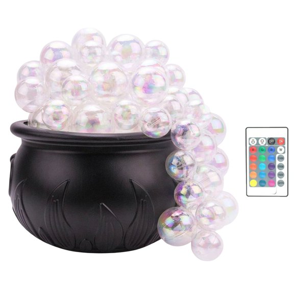 Halloween Witch Candy Jar with Remote Control LED Light, Black Magic Potion Storage Container, Spooky Light Up Halloween Table Centerpiece Decor for Home Party Indoor Desktop Decoration