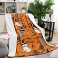 thumbnail image 1 of Halloween Witch Cats on Brooms Pattern Blanket,Comfortable Soft Lamb Wool Throw Blanket,All Season,Warm Lightweight Blankets for Sofa Bed Couch Living Room Chair,40"x50", 1 of 4