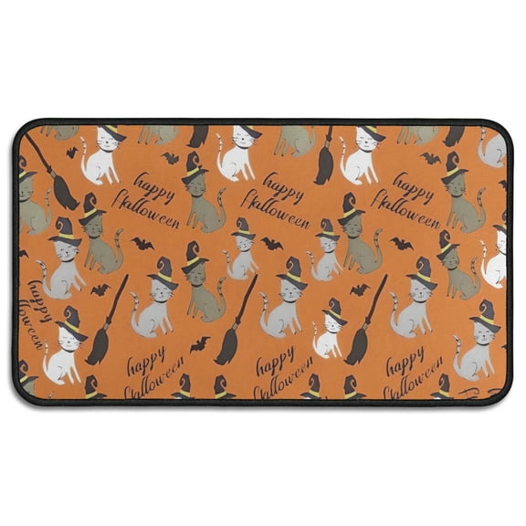 Halloween Witch Cats Pattern Door Rugs,Washable Non Slip Door Mats Indoor,Decorative Door Mats,Entry Mat Indoor for Entrance,Bedroom,Kitchen,Bathroom,30"x17"