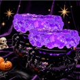 thumbnail image 1 of Halloween Witch Cauldron Candle Holder, LED Purple Light with Mist Bubbling Effect, Bat Embossed Design, Spooky Tabletop Decorative Centerpiece for Home Party Festive Display, 1 of 8