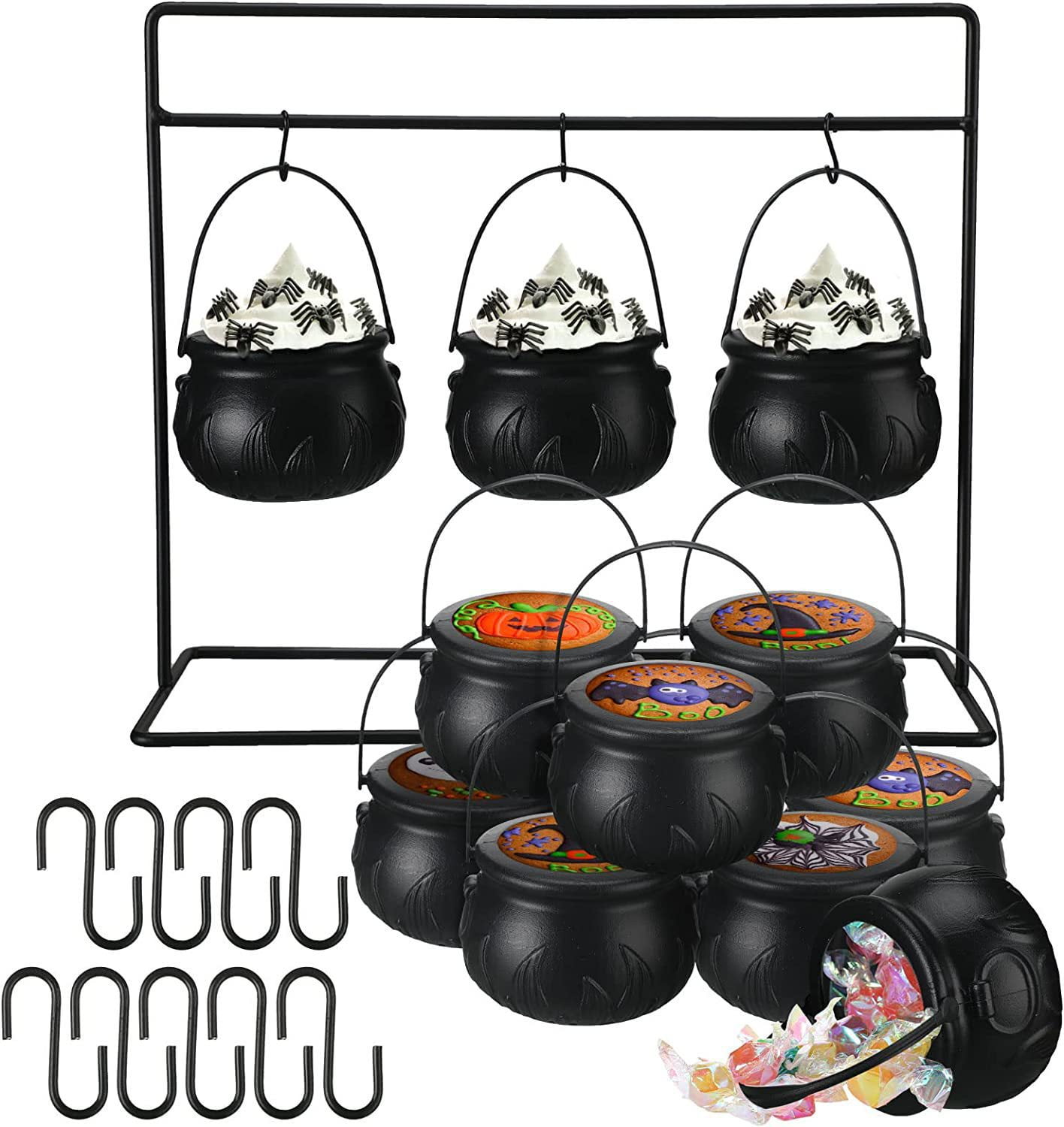 Halloween Witch Cauldron Candy Serving Bowl Hocus Pocus Decor, Set of 3