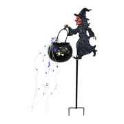 Halloween Witch Cauldron Garden Light, Colorful Waterfall-Style Light Flow Flying Witch Garden Stake, Halloween LED Lights Decorations Outdoor, LED Projector Lights for Yard Lawn Patio