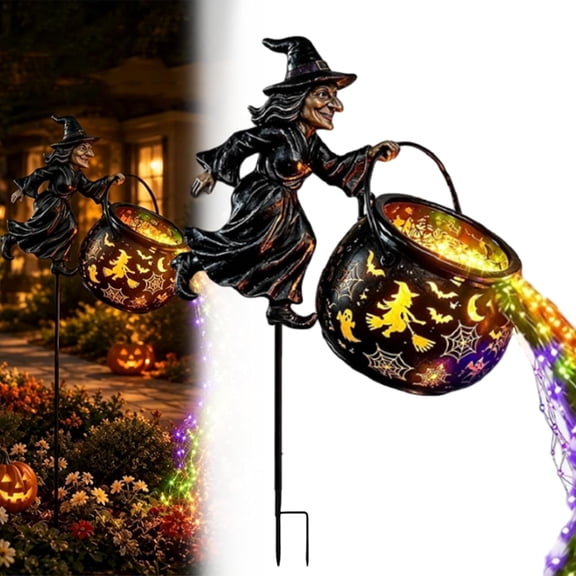 Halloween Witch Cauldron Garden Light with LED Projector and Stake | Halloween Decor, Outdoor Garden Use, LED Projector, Stake Included, Witch Cauldron Design