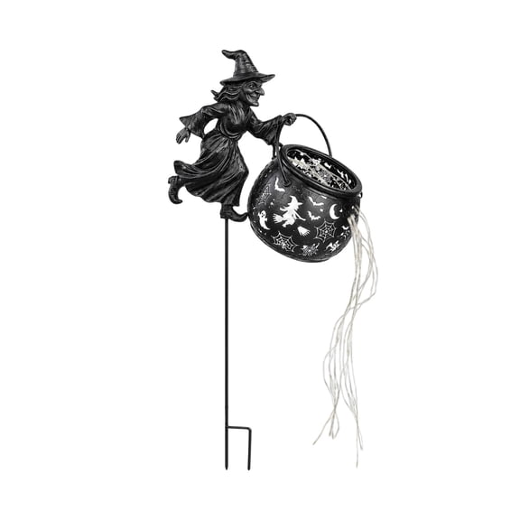 Halloween Witch Cauldron Garden Light, Outdoor Solar Powered Stake Lamp, Continuous Flowing LED Stream Effect For Fall Season Yard Decor