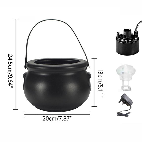 Halloween Witch Cauldron Mist Maker, Witch Cauldron Fogger with LED Lights for Halloween Fountain Pond Decor