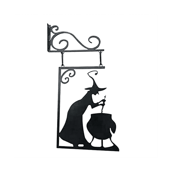 Halloween Witch Cauldron Silhouette Wall Decor,Metal Witches Cauldron Wall Hanging Ornament,Hanging Wall Art Home Decor