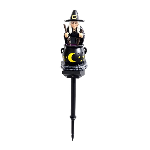 Halloween Witch Cauldron Solar Ground Stake Light, Glowing Outdoor Garden Yard Decoration For Patio, Porch, Flower Bed, Pathway And Seasonal Holiday Party Styling, Led Lawn Ornament