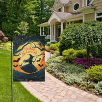 Halloween Witch Comic Style Garden Flag 12x18 inch Double Sided Outside Yard Decorations for Home Outdoor