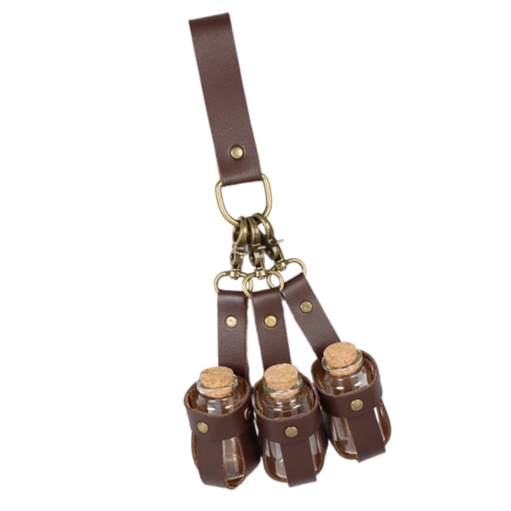 Halloween Witch Corked Potion Bottle with Leather Holder Wizard Potion Glass Holder Potion Bottle with Cork Stoppers