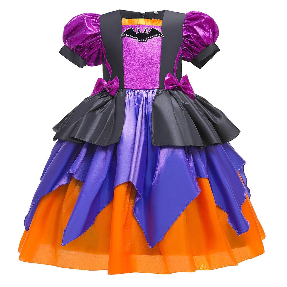 IZKIZF Girls Halloween Costume Dress Set With Witch Hat - Witch Ghost Pumpkin Skull Print