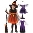 thumbnail image 1 of Halloween Witch Costume for Girls Toddler Witch Dress up with Hat Accessories for Kids Cosplay Party 3-13T, 1 of 6