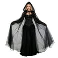 thumbnail image 1 of Cloak with Hood Black Tulle Witches Cape for Women Long Sheer Tulle Halloween Vampire Cape Gothic Ghost Robe Costume Party Supplies 1Pcs, 1 of 6