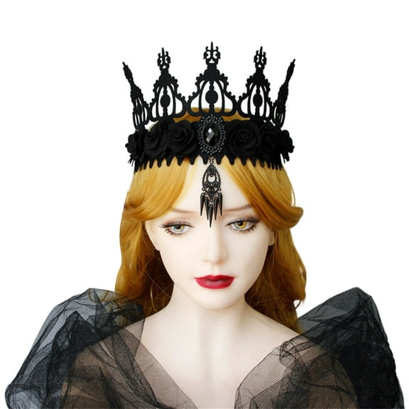 Halloween Witch Crown Headband for Women Perfect for Weddings and Parties Gothic Crown Tiaras Dark Series Black Headwear